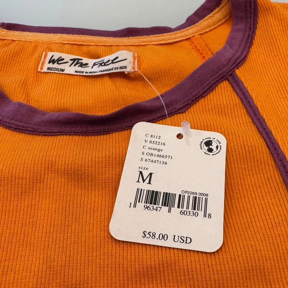 Free People - We The Free Orange & Purple Ribbed Tank Top NWT, Size M - Picture 9 of 9
